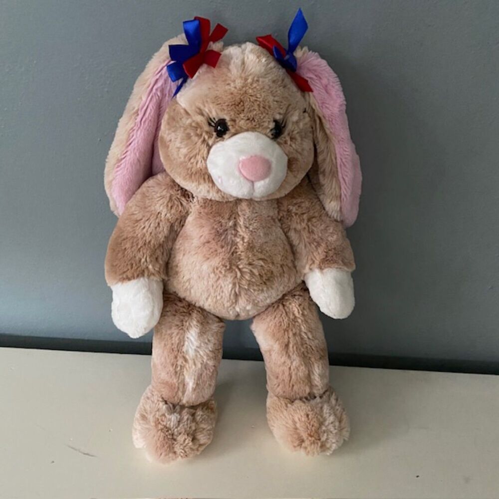 Build-A-Bear Plush Stuffed Animal Brown Bunny Rabbit 18" Pink Ears